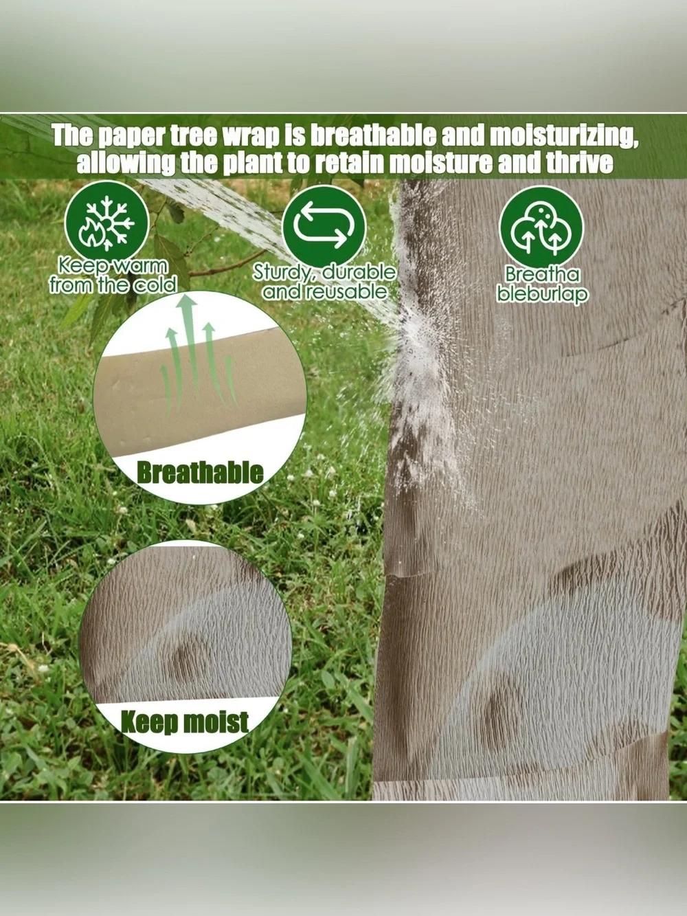 213 Ft Weather Resistant Tree Bark Repair Wrap - Protects Trunk from Frost & Dee
